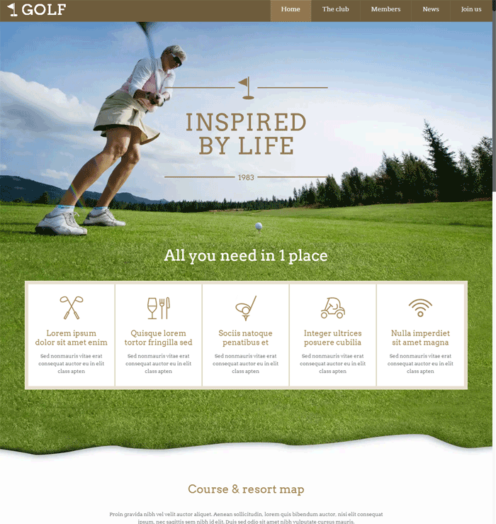 Golf site Design Divi sites site design with Divi Theme